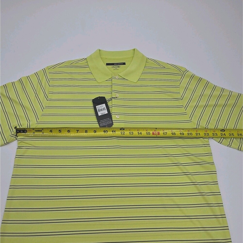 Greg Norman Polo Shirt Golf Play Dry Yellow Black Stripe Men Sz Medium NEW - Picture 10 of 13